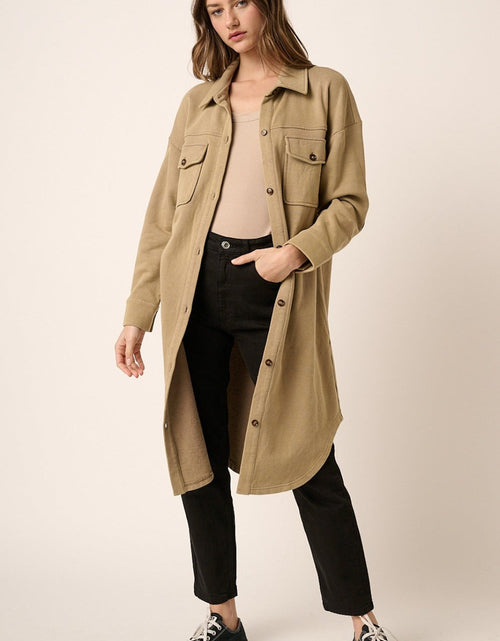 Load image into Gallery viewer, Mittoshop Acid Wash French Terry Longline Shacket
