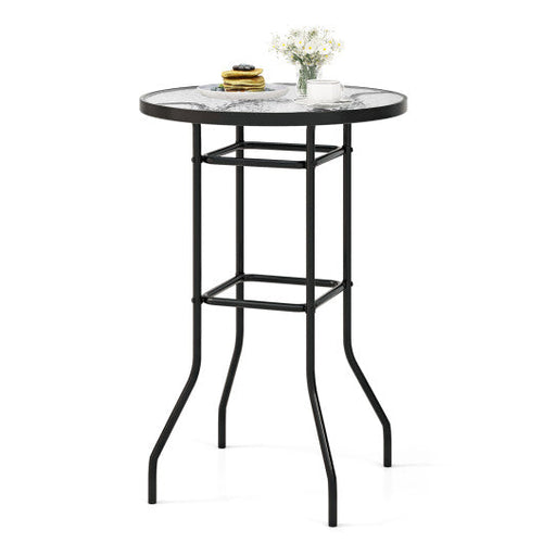 Load image into Gallery viewer, 38 Inch Patio Bar Table with Tempered Glass Tabletop
