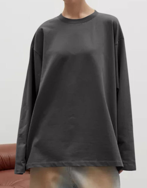 Load image into Gallery viewer, Round Neck Dropped Shoulder Long Sleeve T-Shirt
