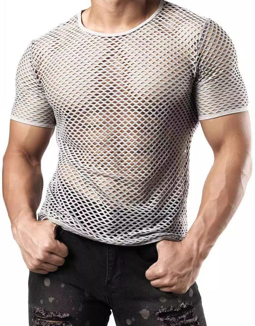 Load image into Gallery viewer, Men's Hollow Out Round Neck Short Sleeve Top
