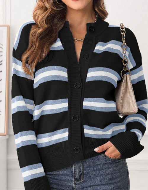 Load image into Gallery viewer, Striped Button Down Long Sleeve Cardigan
