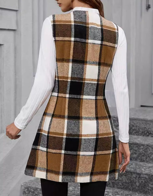 Load image into Gallery viewer, Plaid V-Neck Vest Coat
