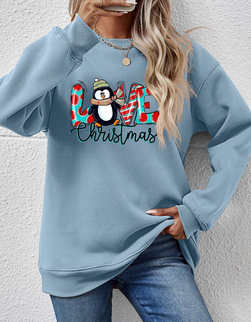 Load image into Gallery viewer, LIVE CHRISTMAS Drop Shoulder Round Neck Sweatshirt
