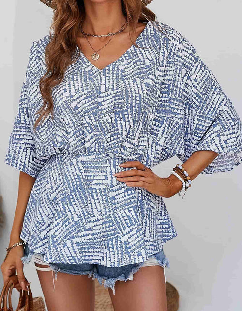 Load image into Gallery viewer, Printed V-Neck Dolman Sleeve Blouse
