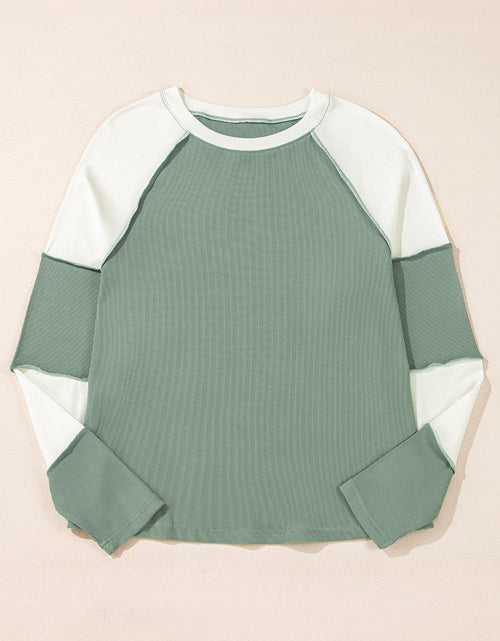 Load image into Gallery viewer, Color Block Round Neck Raglan Sleeve Top
