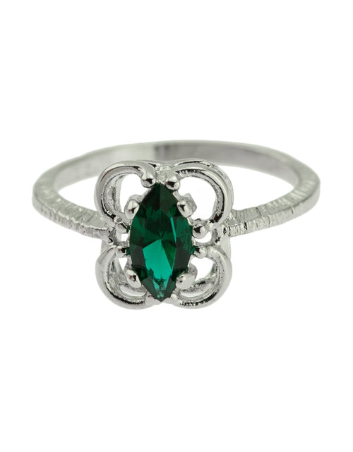 Load image into Gallery viewer, Vintage Jewelry Marquise Cut Jet Black Crystal Cocktail Ring in 18k White Gold Electroplate by PVD Vintage Jewelry
