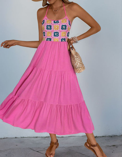 Load image into Gallery viewer, Perfee Printed Halter Neck Tiered Midi Dress
