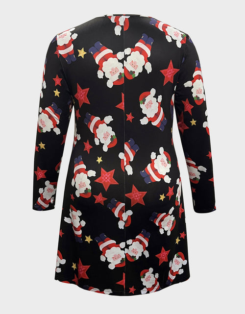 Load image into Gallery viewer, Plus Size Santa Printed Round Neck Dress
