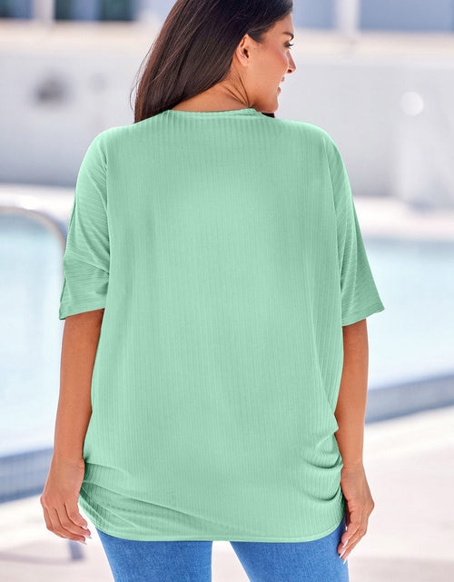Load image into Gallery viewer, Plus Size Ribbed Cocoon Cover Up

