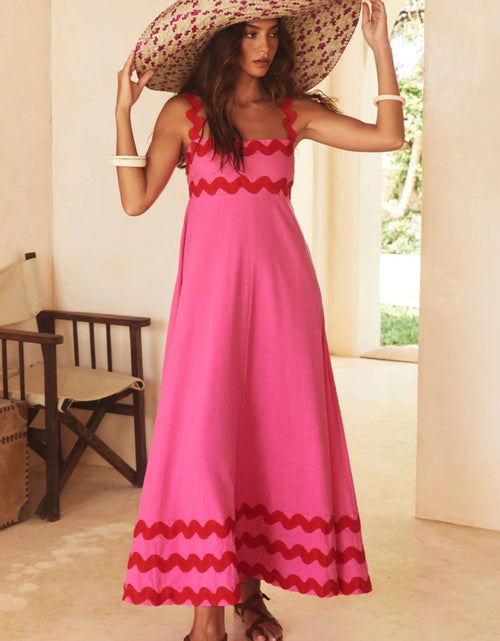 Load image into Gallery viewer, Contrast Trim Square Neck Wide Strap Dress
