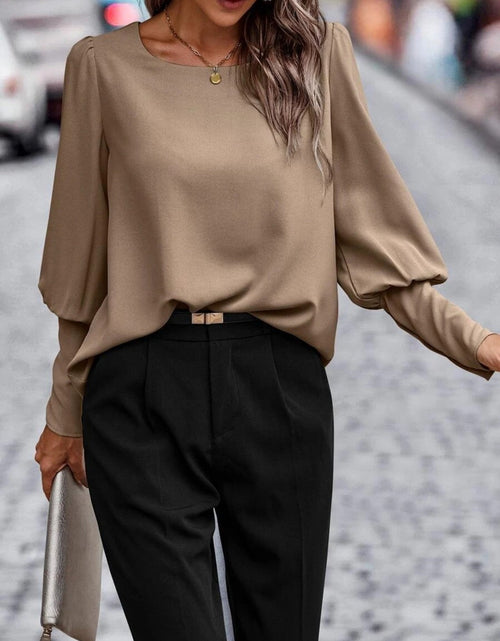 Load image into Gallery viewer, Round Neck Lantern Sleeve Blouse
