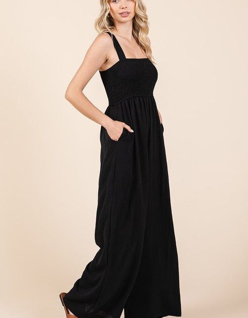 Load image into Gallery viewer, Mittoshop Smocked Wide Strap Wide Leg Overalls

