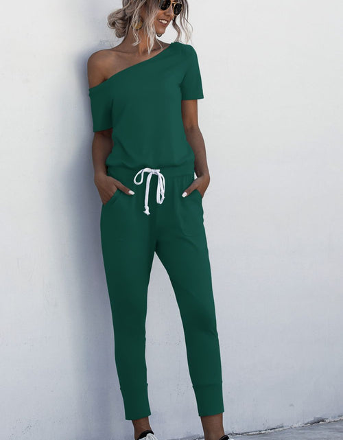 Load image into Gallery viewer, Asymmetrical Neck Tied Jumpsuit with Pockets
