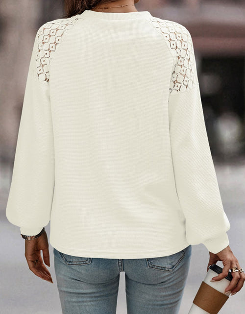 Load image into Gallery viewer, Shiny Lantern Sleeve Round Neck Blouse
