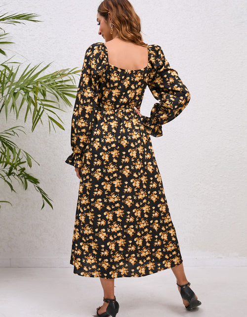 Load image into Gallery viewer, Flounce Sleeve Slit Midi Dress
