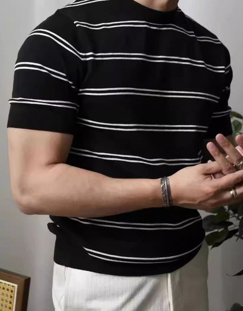 Load image into Gallery viewer, Men's Plus Size Round Neck Striped T-Shirt
