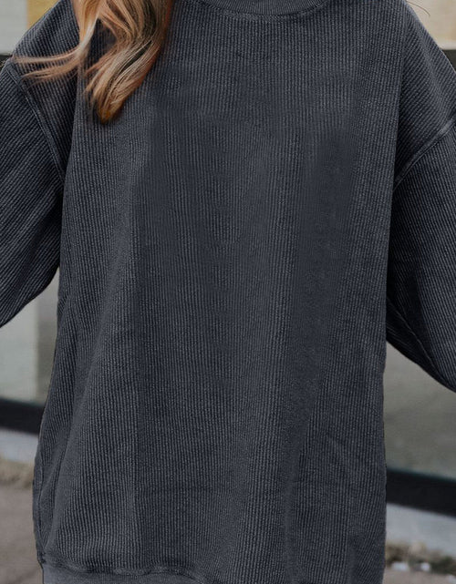 Load image into Gallery viewer, Ribbed Round Neck Drop Shoulder Sweatshirt

