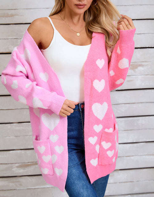 Load image into Gallery viewer, Angel Wings Heart Open Front Long Sleeve Cardigan
