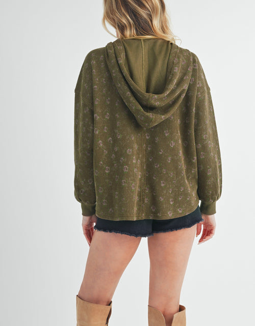Load image into Gallery viewer, Aemi + Co Floral Button Up Hooded Jacket
