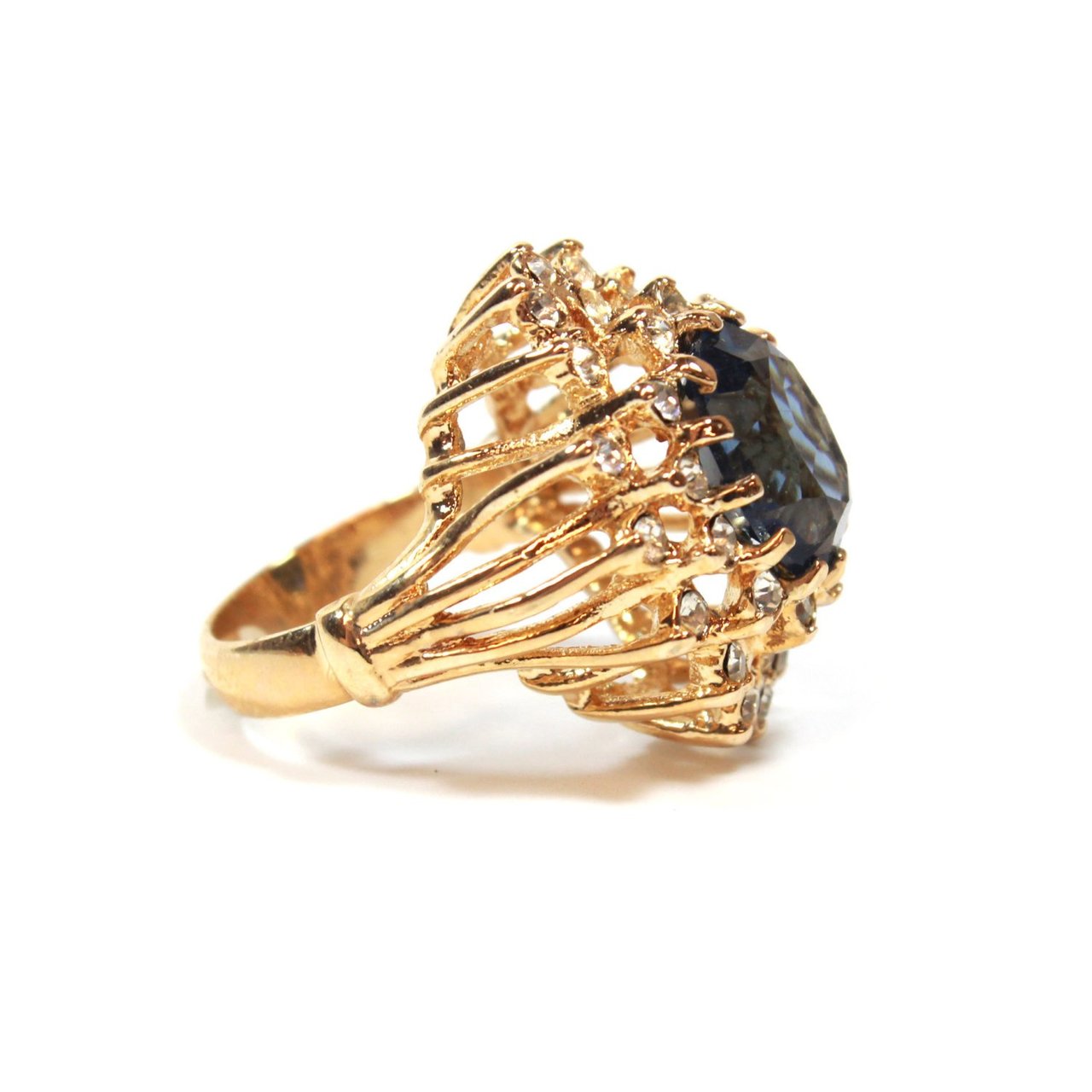 Vintage Women's Austrian Crystal Cocktail Ring 18k Gold Electroplated Birthstone Ring for Women by PVD Vintage Jewelry