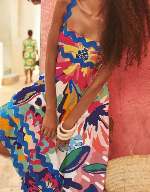 Load image into Gallery viewer, Printed Square Neck Wide Strap Dress

