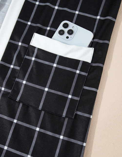 Load image into Gallery viewer, Plaid Open Front Long Sleeve Cover Up
