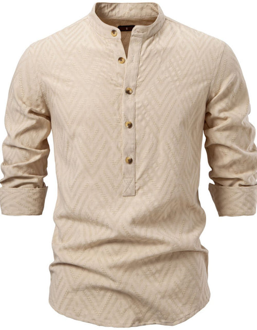 Load image into Gallery viewer, Men's Half Button Geometric Texture Collared Neck Shirt
