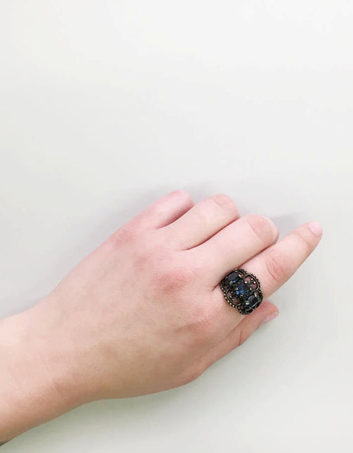 Load image into Gallery viewer, Vintage Ring Austrian Crystal Cocktail Ring Antique 18k Gold Womans Jewelry by PVD Vintage Jewelry
