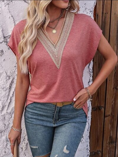 Load image into Gallery viewer, Heathered V-Neck Short Sleeve T-Shirt
