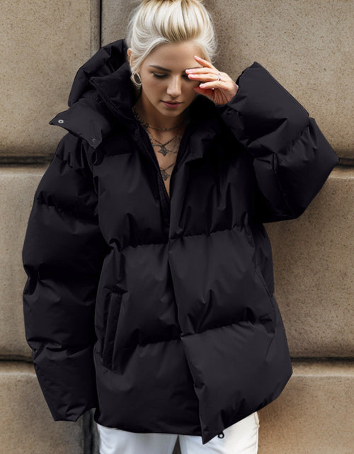 Load image into Gallery viewer, Pocketed Zip Up Hooded Puffer Jacket
