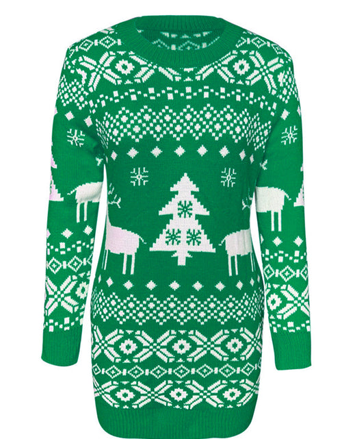 Load image into Gallery viewer, Christmas Element Round Neck Mini Sweater Dress
