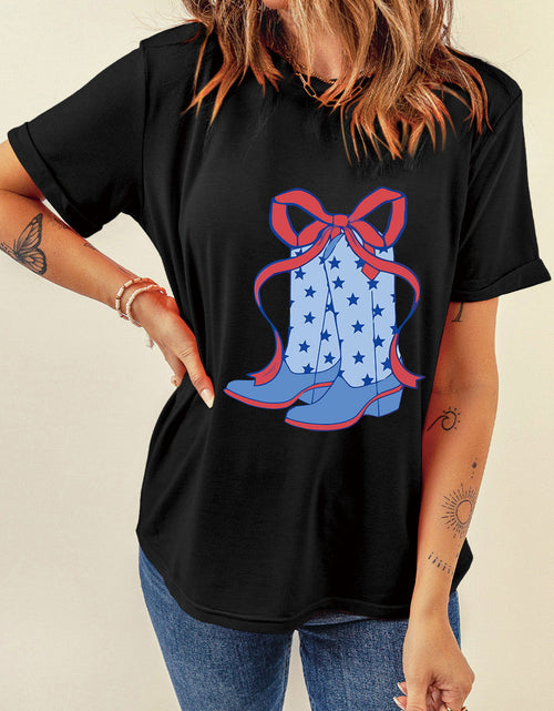 Load image into Gallery viewer, Boot Graphic Round Neck Short Sleeve T-Shirt
