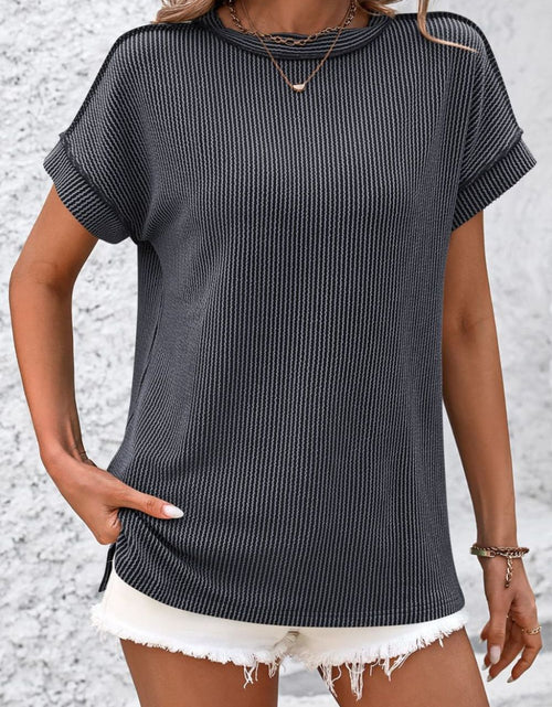 Load image into Gallery viewer, Mandy Striped Round Neck Short Sleeve T-Shirt
