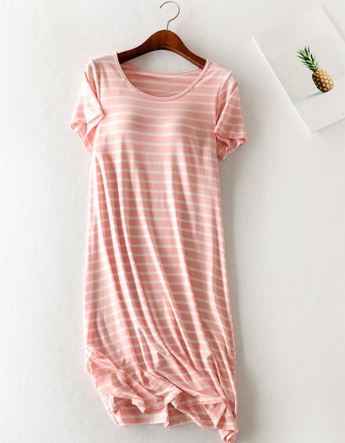 Load image into Gallery viewer, Striped Round Neck Short Sleeve Dress
