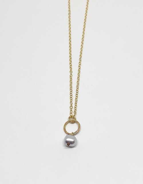 Load image into Gallery viewer, Pearl Drop Charm Necklace by Jennifer Cervelli Jewelry
