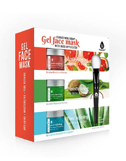 Load image into Gallery viewer, 3 Pack Facial Therapy Gel Face Mask With Mask Applicator by Pursonic
