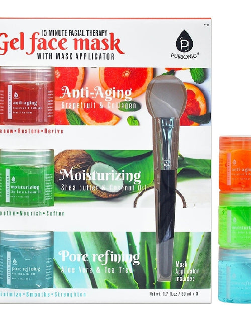 Load image into Gallery viewer, 3 Pack Facial Therapy Gel Face Mask With Mask Applicator by Pursonic
