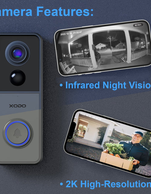 Load image into Gallery viewer, Xodo VD2 Smart Wifi Wireless Video Doorbell with 2K QHD Camera and Chime by Contixo
