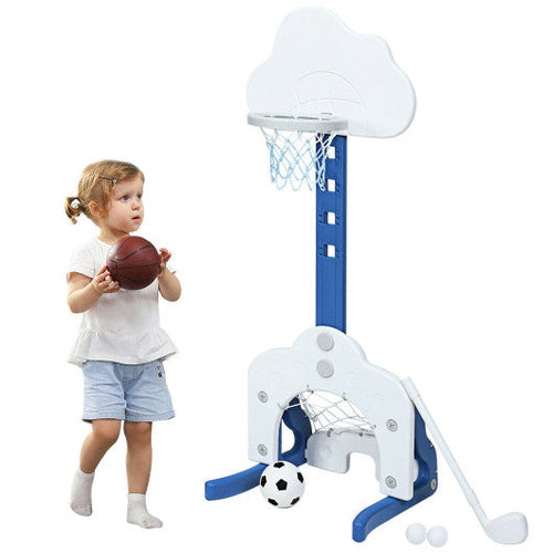 Load image into Gallery viewer, 3-in-1 Kids Basketball Hoop Set with Balls-White
