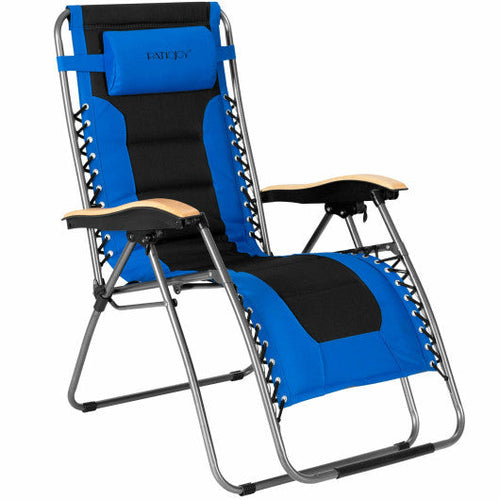 Load image into Gallery viewer, Oversize Folding Adjustable Padded Zero Gravity Lounge Chair-Blue
