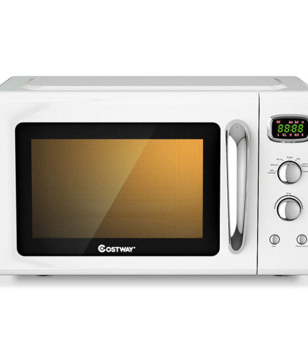 0.9 Cu.ft Retro Countertop Compact Microwave Oven-White