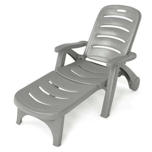 Load image into Gallery viewer, 5 Position Adjustable Folding Lounger Chaise Chair-Gray
