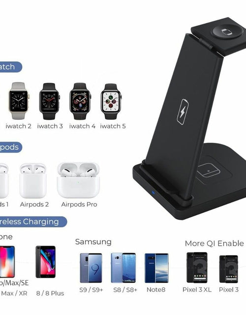 Load image into Gallery viewer, 3-in-1 Fast Wireless Charging Stand for Phones, Apple Watch &amp; AirPods by Infinite Basics
