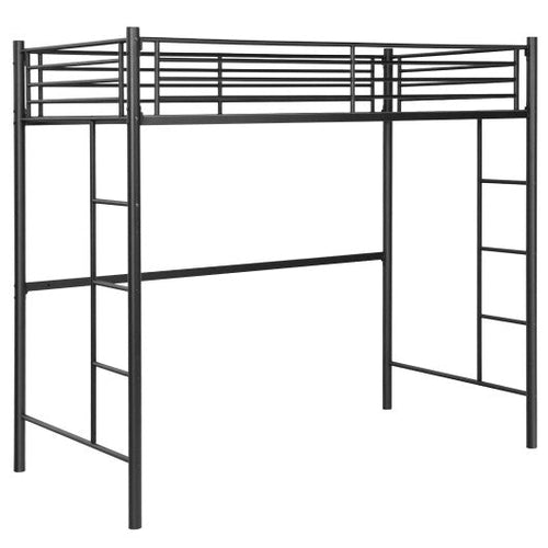 Load image into Gallery viewer, Twin Loft Bed Frame with 2 Ladders Full-length Guardrail -Black
