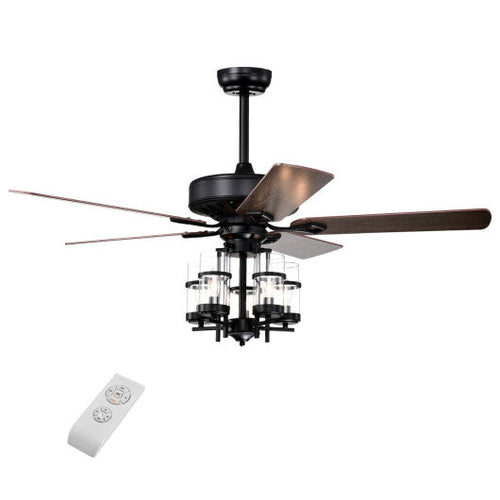 Load image into Gallery viewer, 50 Inch Noiseless Ceiling Fan Light with Explosion-proof Glass Lampshades-Black
