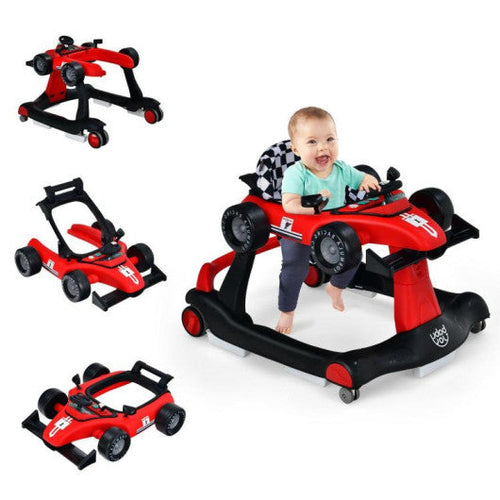 Load image into Gallery viewer, 4-in-1 Foldable Activity Push Walker with Adjustable Height-Red
