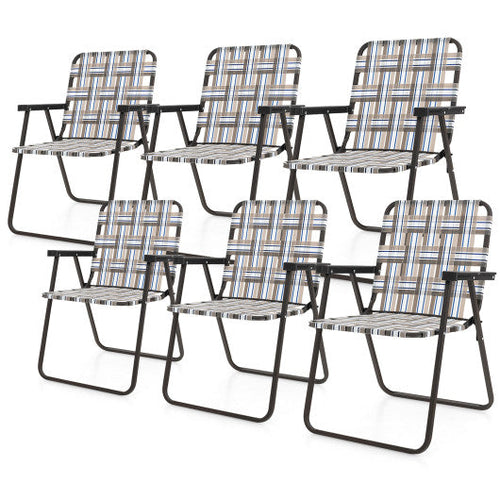 Load image into Gallery viewer, 6 Pieces Folding Beach Chair Camping Lawn Webbing Chair-Brown

