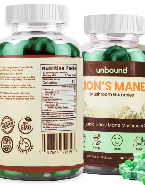 Load image into Gallery viewer, Unbound Lion's Mane Mushroom Gummies by Live Unbound

