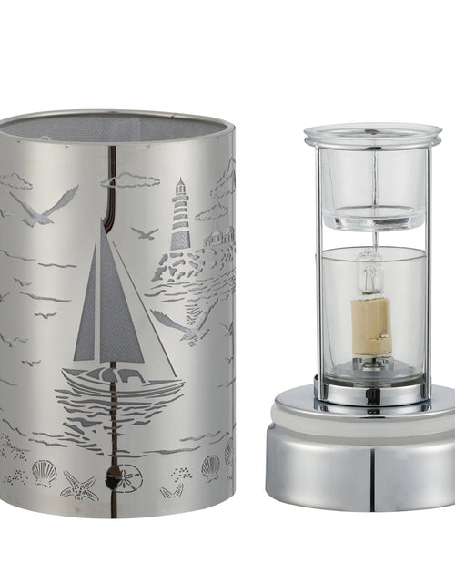 Load image into Gallery viewer, 7" touch lamp-Fragrance Wax Melts Warmer -Electric Candle Essential Oil Burner-Metal Silver Sailboat Table Decor by Peterson Housewares &amp; Artwares
