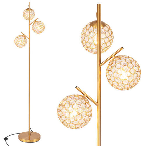 Load image into Gallery viewer, 3-Globe Floor Lamp with Foot Switch and 3 E26 Bulb Bases-Golden
